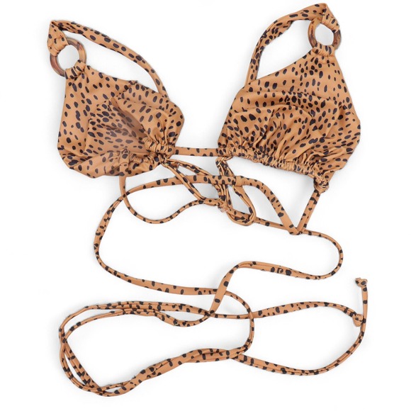 SAME LOS ANGELES Bikini Top Cheetah Print Wrap Around Straps Medium - Picture 1 of 4